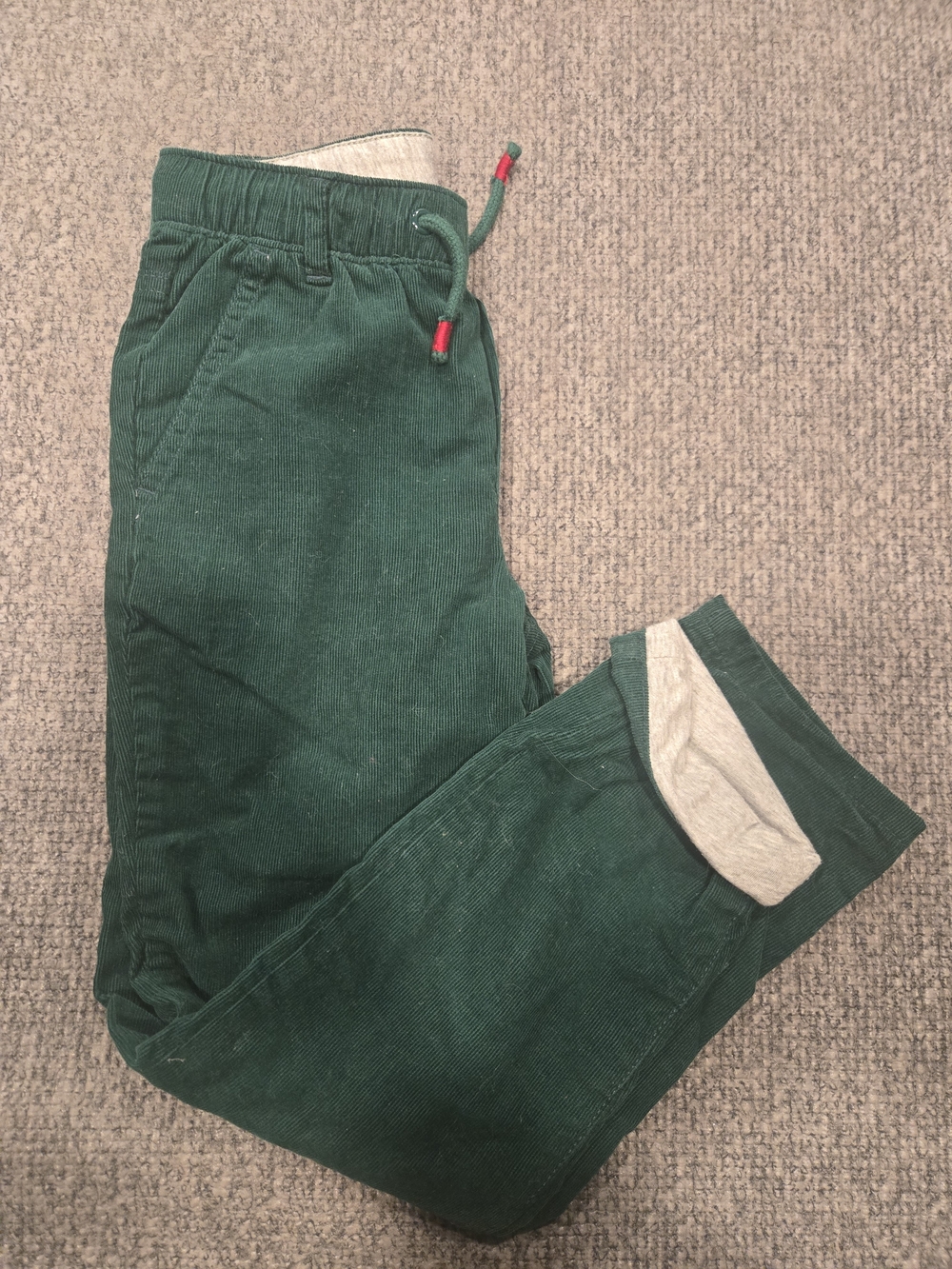 Gymboree Dark Green Corduroy Jogger Pants with Red Drawstring Tips
